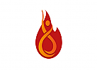 , zweifarbig, Signet, Symbol, Feuer, Flamme, Mensch, Heizung, Kamin, Energie, Logo