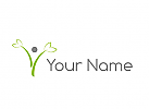 ko-Medizin, Zweifarbig, Zeichen, Zeichnung, Person als Pflanze in grn, Wellness, Logo