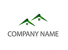 kologisch, Zwei Dcher, Huser in grn, Dachdecker, Immobilien, Logo