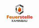 Zeichen, zweifarbig, Signet, Symbol, Logo, Kamin, Heizung, Energie, Klempner, Handwerk, Feuer, Flamme