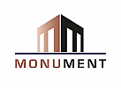 Zeichen, zweifarbig, zwei Segmente, Monument, Buchstabe M, Logo