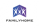 , Gruppe, Familie, Haus, Pfeil, Logo