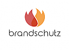 Zeichen, zweifarbig, Signet, Symbol, Feuer, Flamme, Brandschutz, Teufel, Kopf, Logo