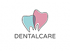Zahnarzt-Logo, zweifarbig, zwei Zhne, Dental-Care, Logo