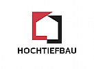 Zeichen, zweifarbig, Signet, Symbol, Haus, Bau, Handwerk, Immobilie, Logo