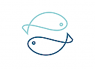 Zeichen, zweifarbig, zwei Fische, Signet, Symbol, Logo