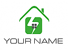 Zeichen, Haus, Strom, Elektriker, Logo