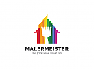 , Zeichen, Haus, Malerei Logo, Maler, Farbe, bunt Logo