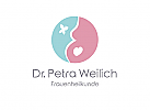 Zeichen, zweifarbig, Signet, Symbol, Frau, Herz, Schmetterling, Frauenarzt, Logo