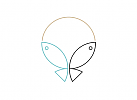 Zeichen, zweifarbig, Zeichnung, zwei Fische, Kreis, Logo