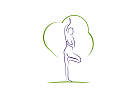 , zweifarbig, Zeichnung, Mensch, Baum, Physiotherapie, Yoga, Logo