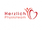 , zweifarbig, Mensch, Herz, Physiotherapie, Kardiologie, Logo