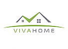 Zeichen, zweifarbig, zwei Huser, Immobilie, Checkmark, V, Logo