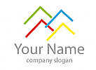 kologisch, Zeichen, Zeichnung, Vier Dcher, Huser, Farbig, Logo