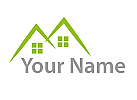 kologisch, Zwei Huser, Dcher, Immobilien, Logo