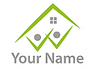 ko-Haus, Zwei Personen, Haus, Familienhaus, Immobilien, Logo