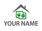 Stecker und Steckdose, Haus, Elektriker, Logo