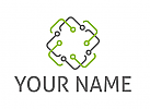 Zweifarbig, Linien in grün und grau, Elektriker, Logo