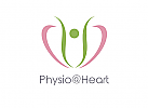 , zweifarbig, Zeichnung, Mensch, Herz, Physiotherapie, Logo