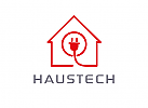 Zeichen, Zeichnung, Haus, Stromkabel, Elektriker, Handwerk, Logo