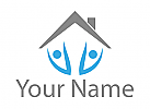 Zwei Personen und Haus, Immobilien, Dachdecker, Logo