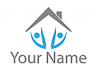 kologisch, Zwei Personen und Haus, Immobilien, Dachdecker, Logo