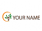 Ökologisch, Person als Baum, Pflanze und Sonne Logo