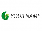 Ökologisch, Kreis und Blätter, rundes Logo