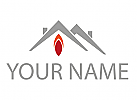 Zwei Dcher und Flame, Klempner, Logo