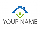 Zweifarbig, Person und Dach, Haus, Logo