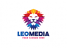 , Zeichen, Lion, Lwe, Knig, Polygon, bunt, Media, Marketing Logo