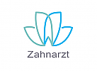 Zeichen, zweifarbig, Zeichnung, Zahn, Lotusblume, Zahnarztpraxis Logo