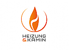 Zeichen, Flamme, Kamin, Heizungstechnik, Klempner, Logo