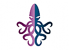 Zeichen, zweifarbig, Zeichnung, Octopus, Krake, Logo