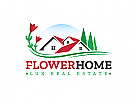 , kologie, ko, Zeichen, Haus, Huser, Dach, Luxus, Blume, Bucht, Tulpe, Blumenhaus, Immobilienmakler Logo