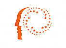 Zeichen, zweifarbig, Mensch, Kopf, Sterne, Psychotherapie, Arztpraxis, Logo