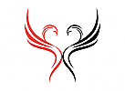 Zeichen, zweifarbig, Phnix, Feuervogel, Herz, Logo