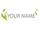 Zweifarbig, Pflanzen, Bltter in grn, Bio, Wellness, Logo