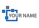 Zweifarbig, Viele Rechtecke in grau und blau, Ingenieurbüro Logo