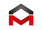 Zeichen, zweifarbig, Haus, Dach, M, Logo, abstrakt