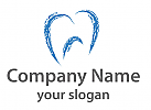ko-Zhne, Zahn in blau gezeichnet, Zahnarzt und Zahnmedizin Logo
