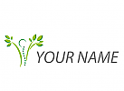 kologisch, Zweifarbig, Person als Baum und Wirbelsule Logo