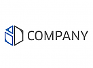 Zweifarbig, Zeichen, Zeichnung, Würfel, Sechseck in blau und grau Logo
