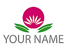 ko, Zweifarbig, Zeichen, Zeichnung, Kreis mit Blume und Bltter Logo