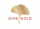 , Gold Logo Ginkgo Blatt