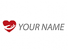 kologisch, Zeichen, Zeichnung, Herz und Hand in rot Logo