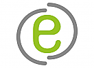 Zweifarbig, Buchstabe E, E und Kreis Logo, Buchstabe, Logo