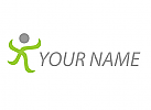 Zweifarbig, Person, Mensch in Bewegung in grün, Sport, Fitness, Logo