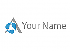 , Dreieck und Drei Tropfen in blau, Dreieck, Logo