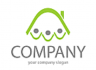 kologisch, Drei Personen, Menschen und Haus, Team, Familie, Logo